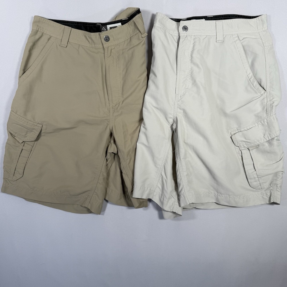 Lot‎ of 2 Alpine Design 38 Cargo Shorts Zip Pocket Flat Beige +Tan Hiking Men's